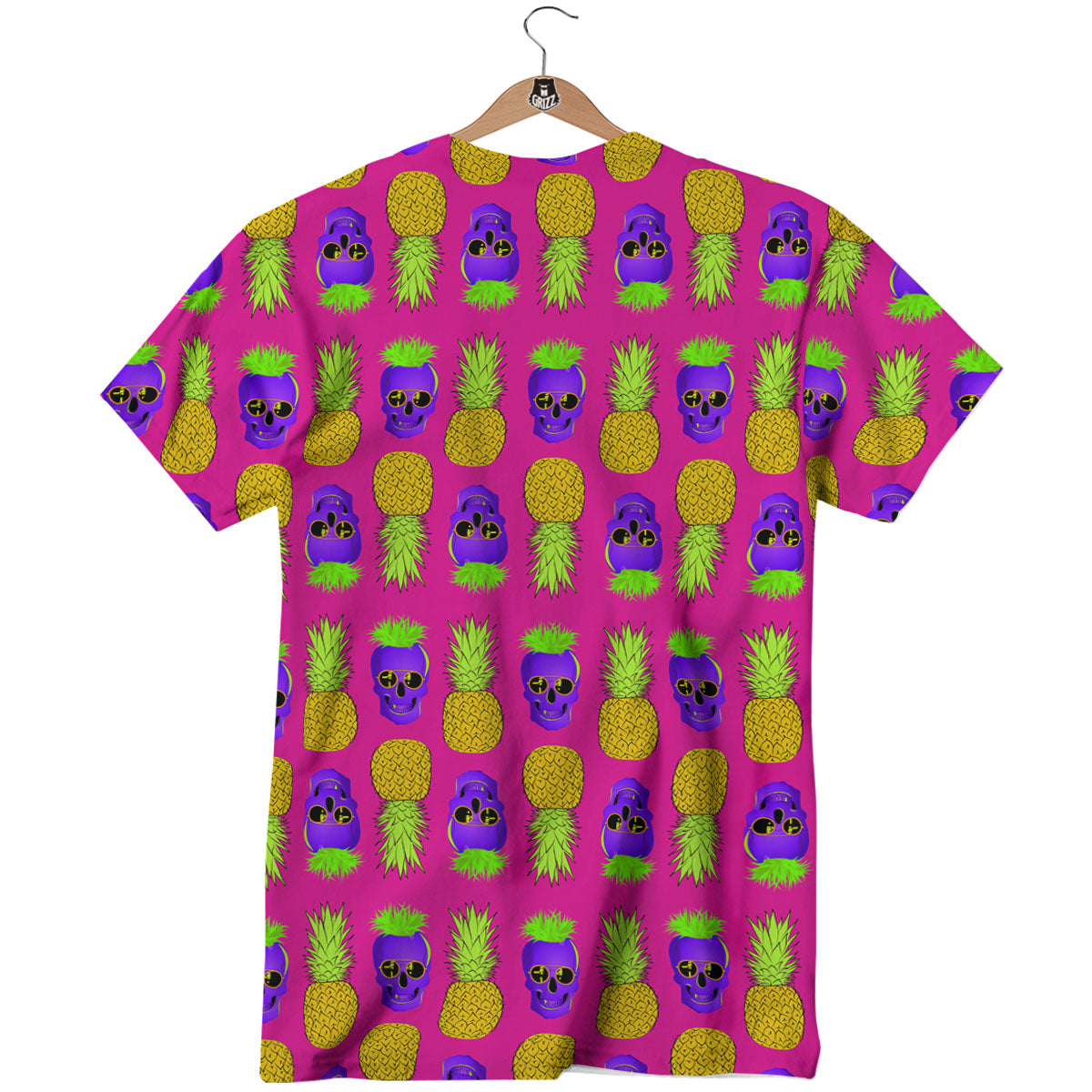 Skull Pineapple Print Pattern T-Shirt-grizzshop