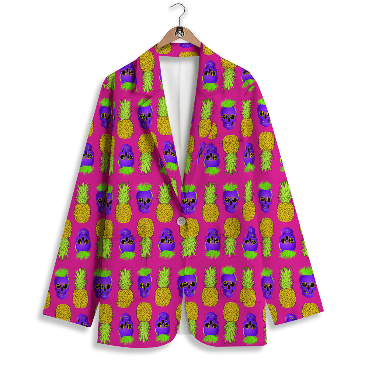 Skull Pineapple Print Pattern Women's Blazer-grizzshop