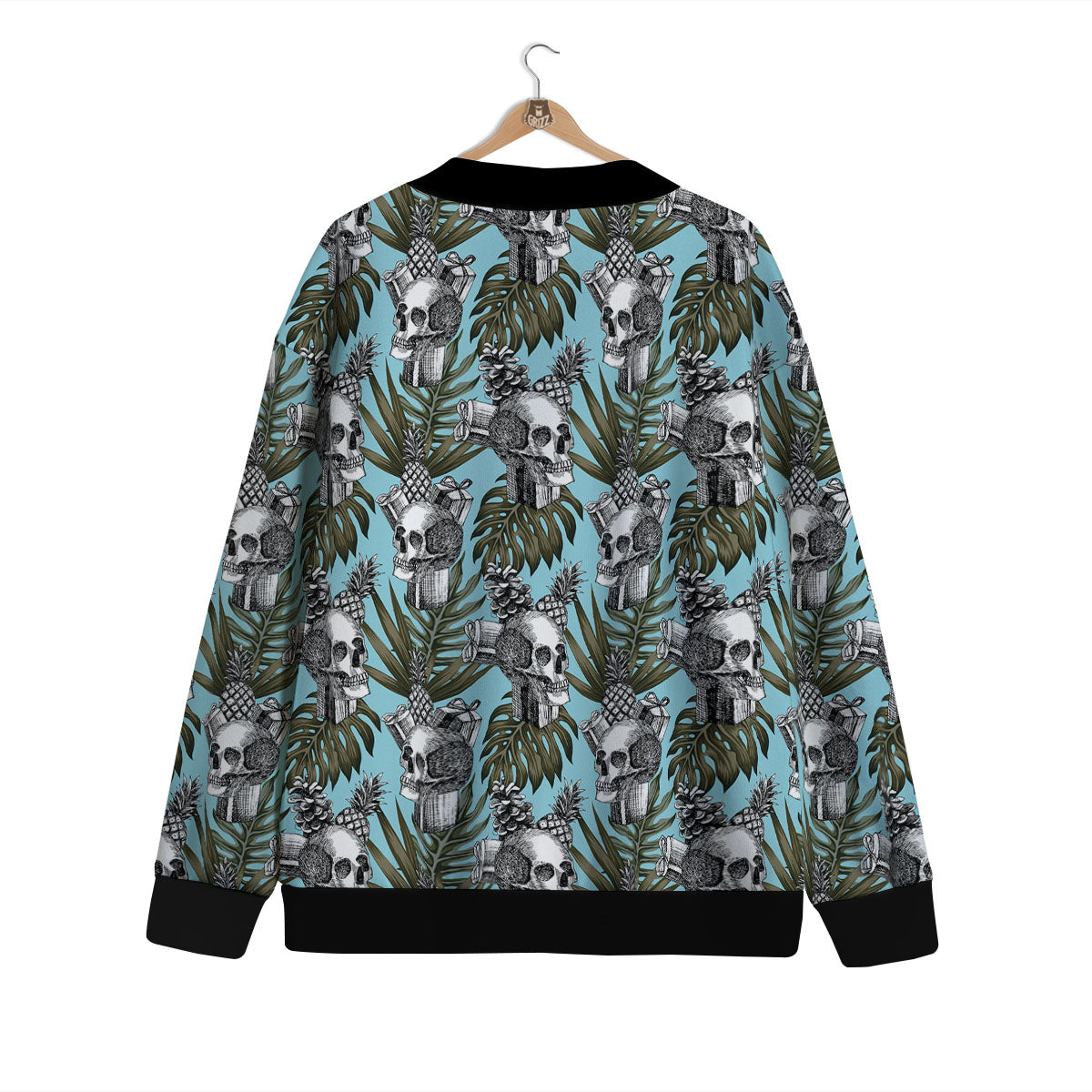 Skull Pineapple Tropical Print Pattern Cardigan-grizzshop