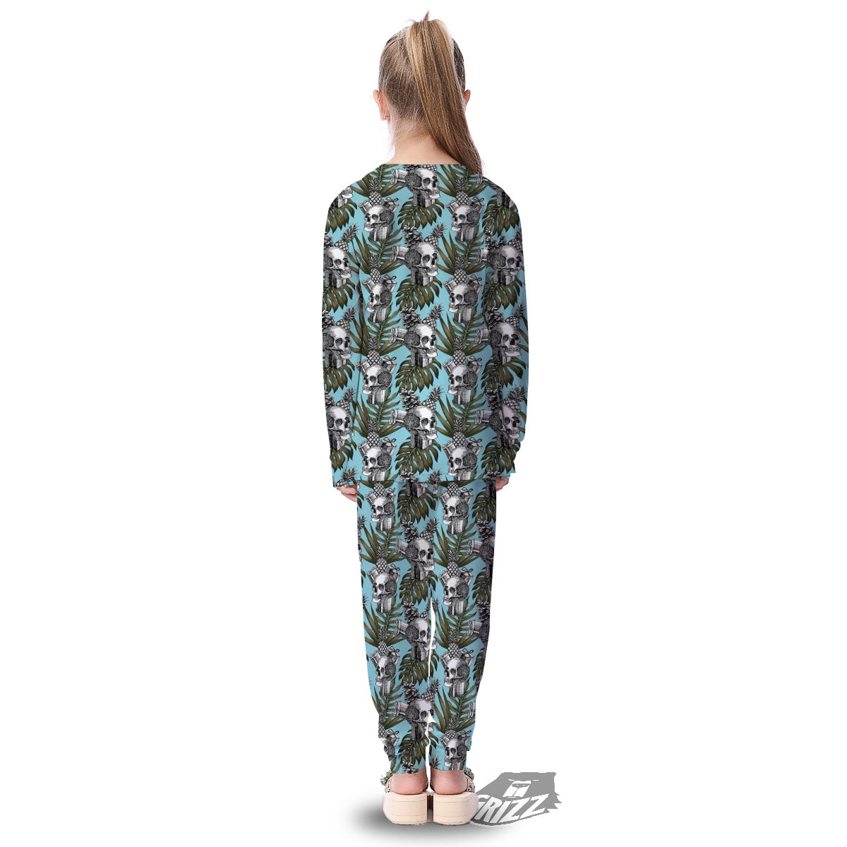 Skull Pineapple Tropical Print Pattern Kid's Pajamas-grizzshop
