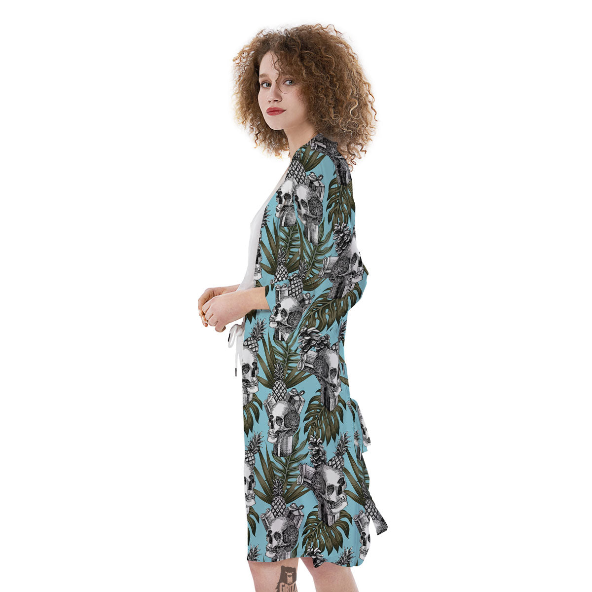 Skull Pineapple Tropical Print Pattern Kimono-grizzshop