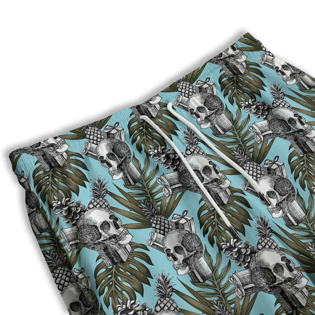 Skull Pineapple Tropical Print Pattern Men's Athletic Shorts