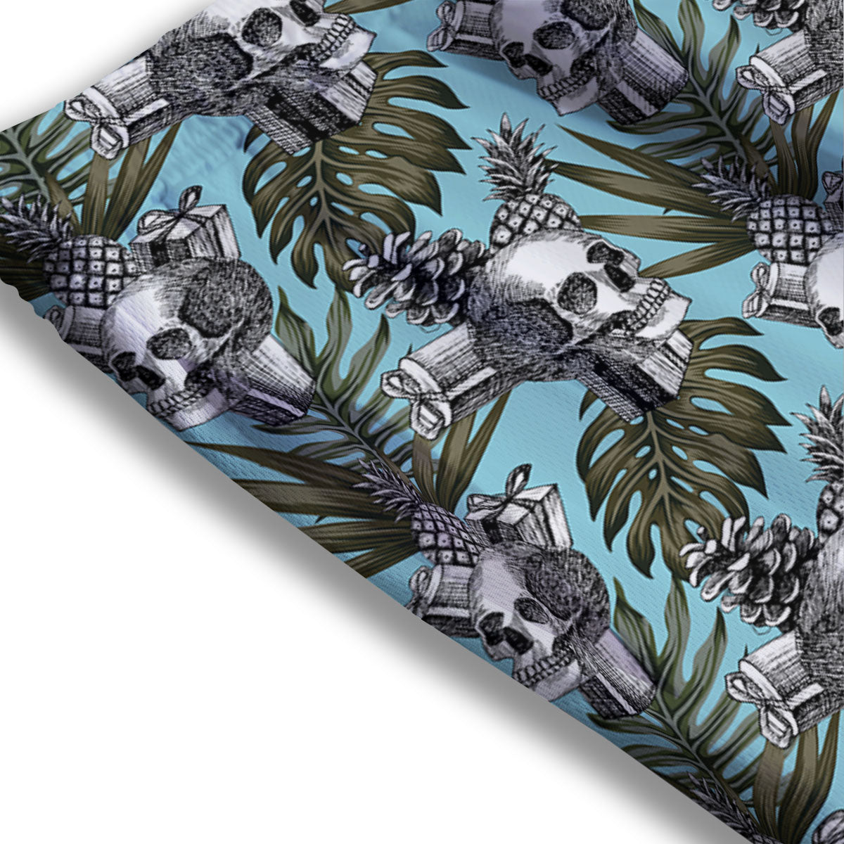 Skull Pineapple Tropical Print Pattern Mesh Shorts