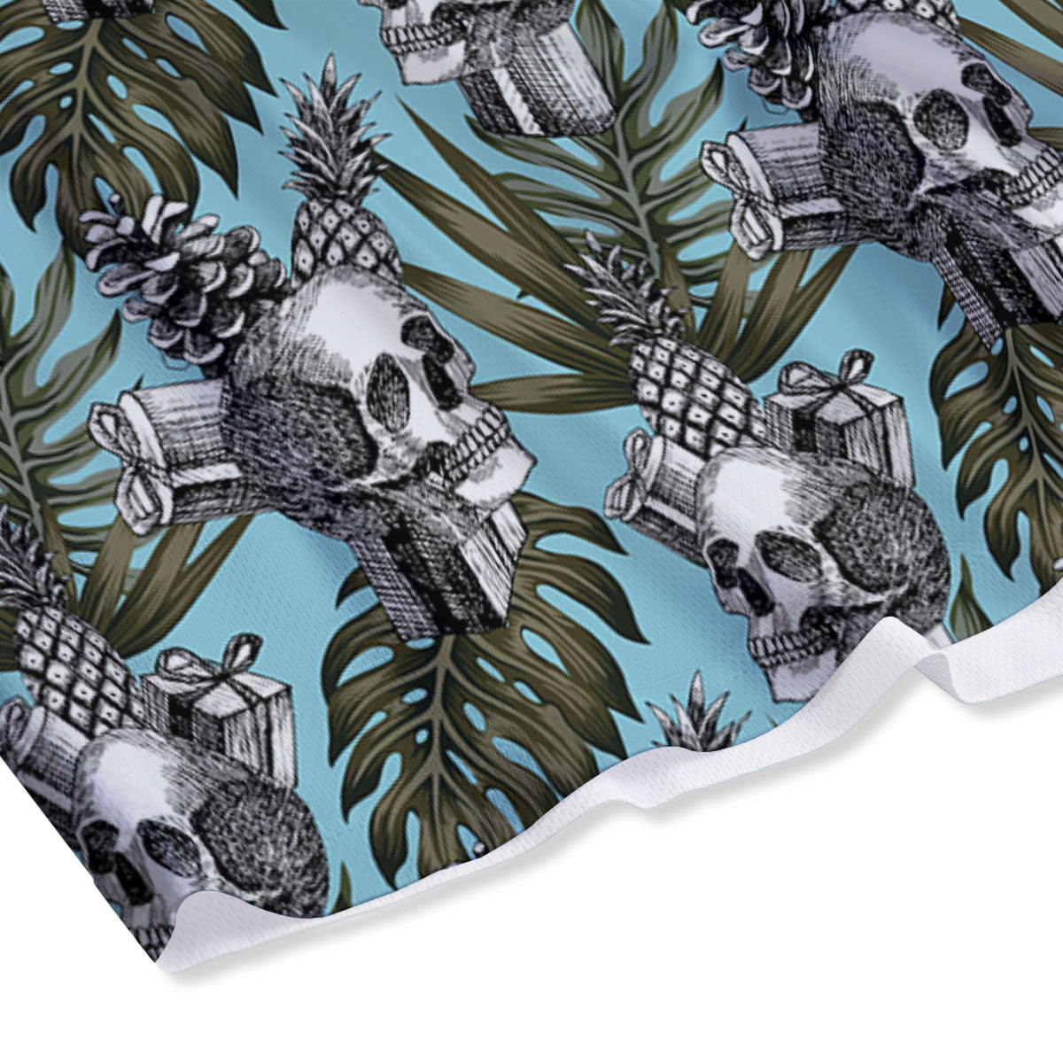 Skull Pineapple Tropical Print Pattern Mesh Shorts