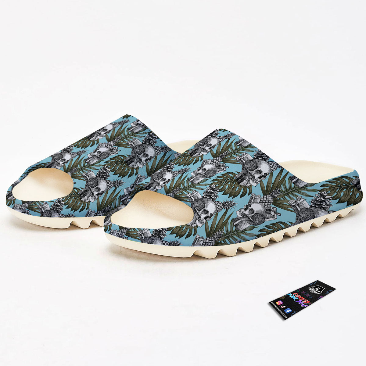 Skull Pineapple Tropical Print Pattern Sandals-grizzshop