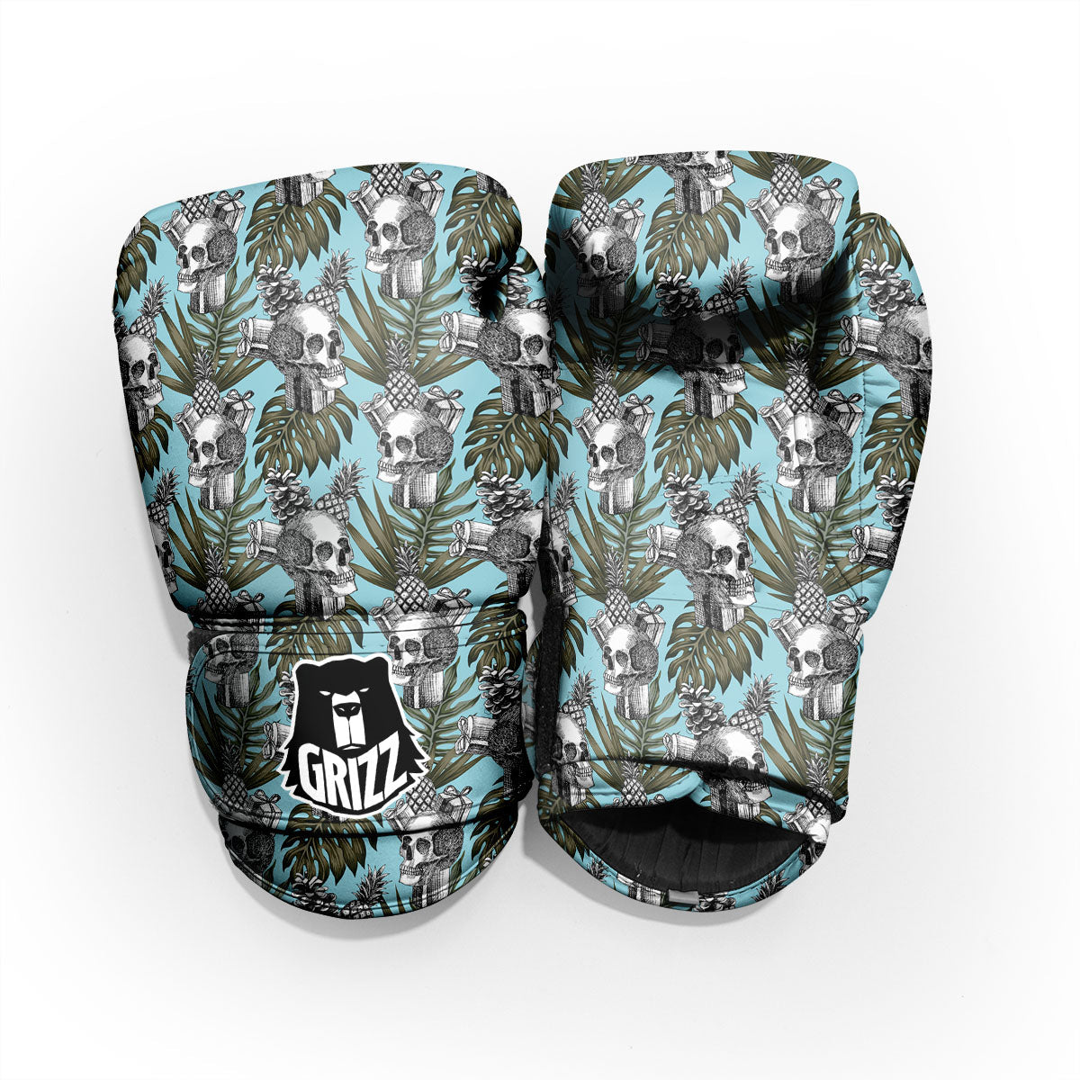 Skull Pineapple Tropical Print Pattern Sparring Gloves-grizzshop