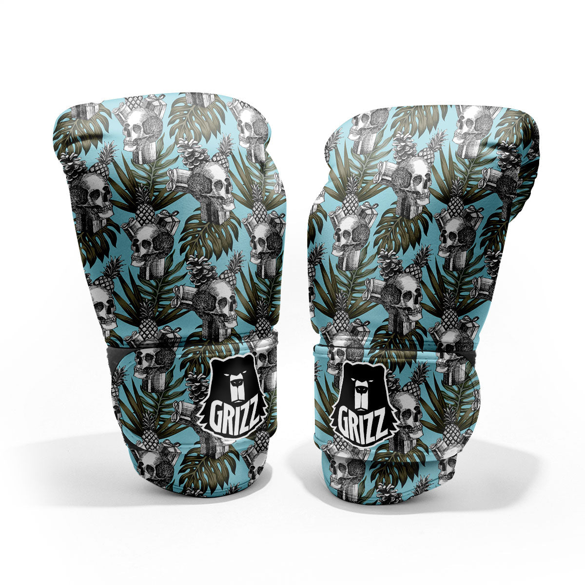 Skull Pineapple Tropical Print Pattern Sparring Gloves-grizzshop