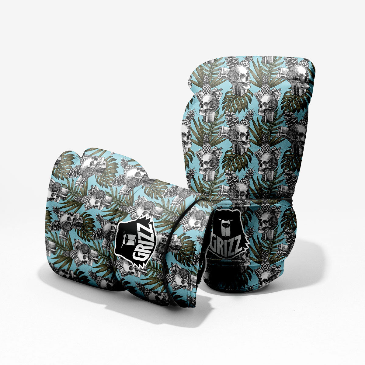 Skull Pineapple Tropical Print Pattern Sparring Gloves-grizzshop
