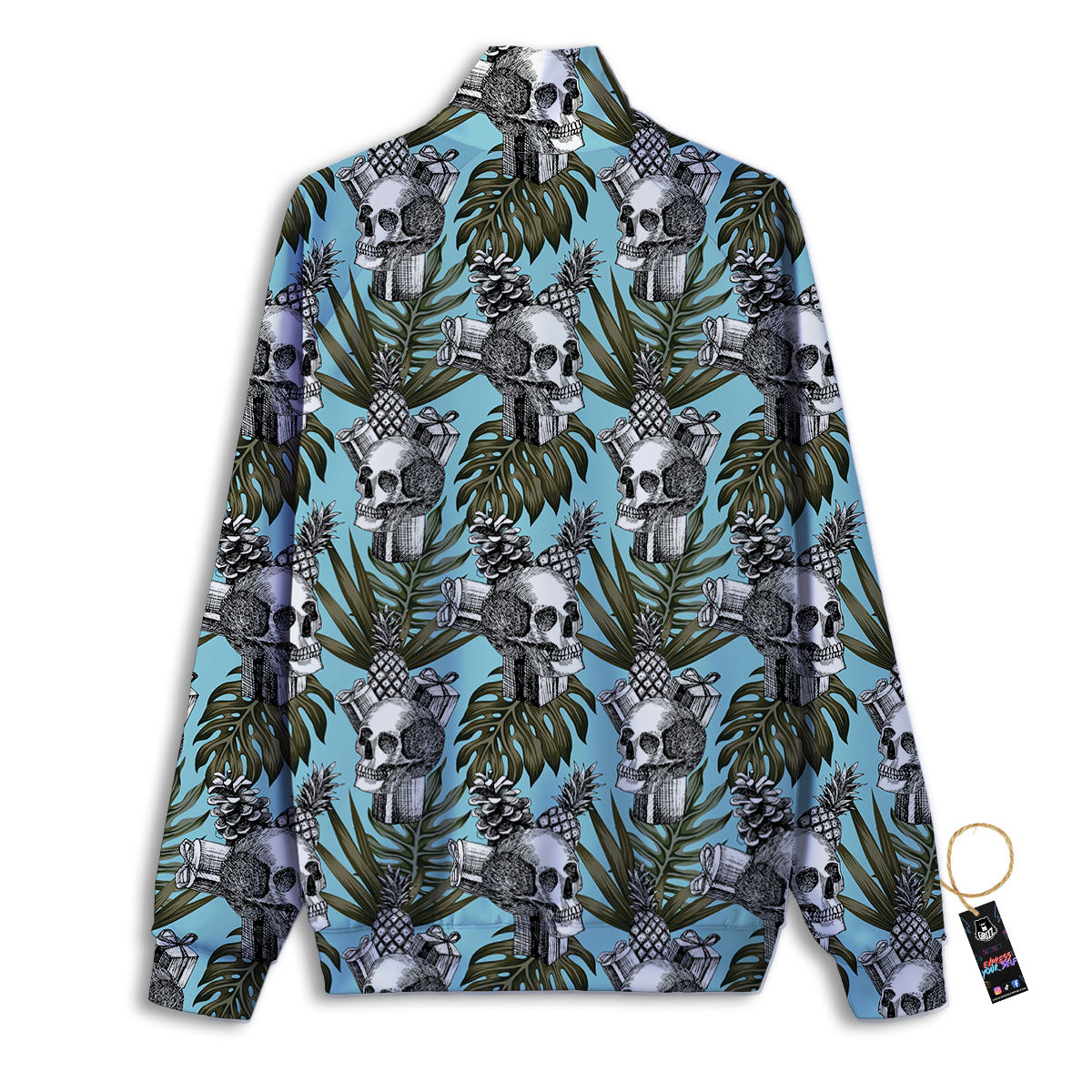 Skull Pineapple Tropical Print Pattern Track Jacket-grizzshop