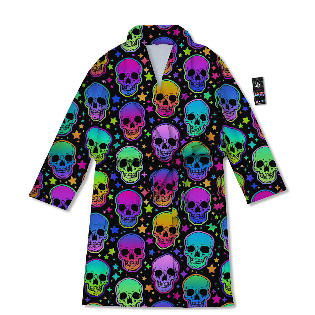 Skull Psychedelic Print Pattern Bathrobe-grizzshop