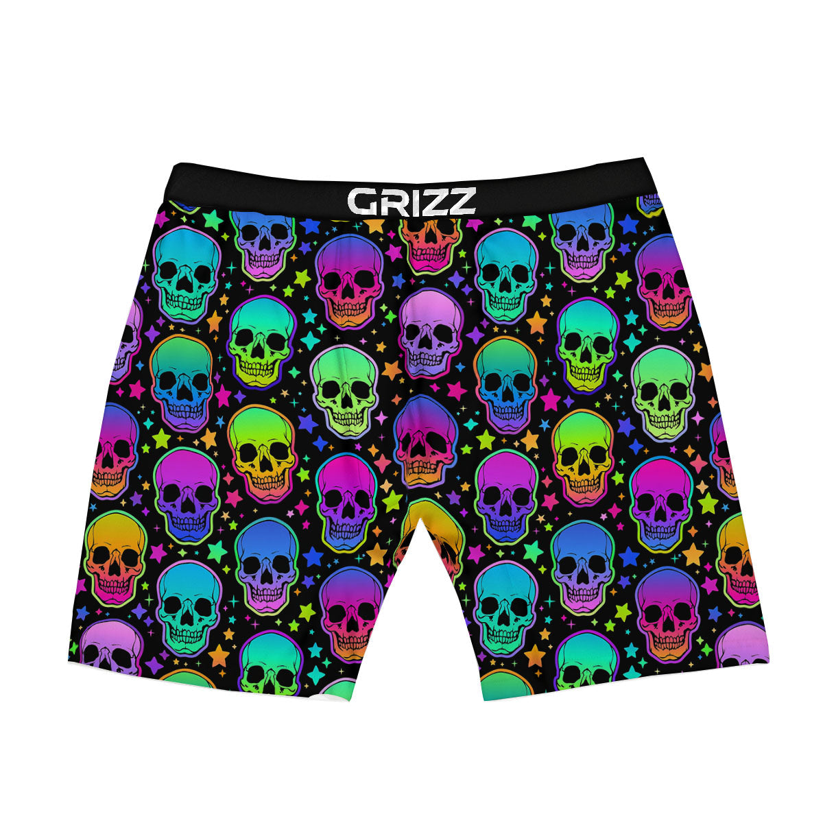 Skull Psychedelic Print Pattern Boxer Briefs-grizzshop
