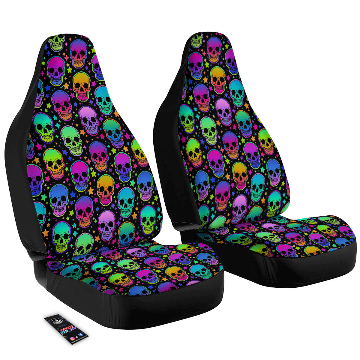 Skull Psychedelic Print Pattern Car Seat Covers-grizzshop