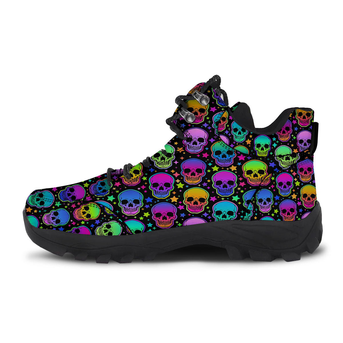 Skull Psychedelic Print Pattern Hiking Shoes-grizzshop