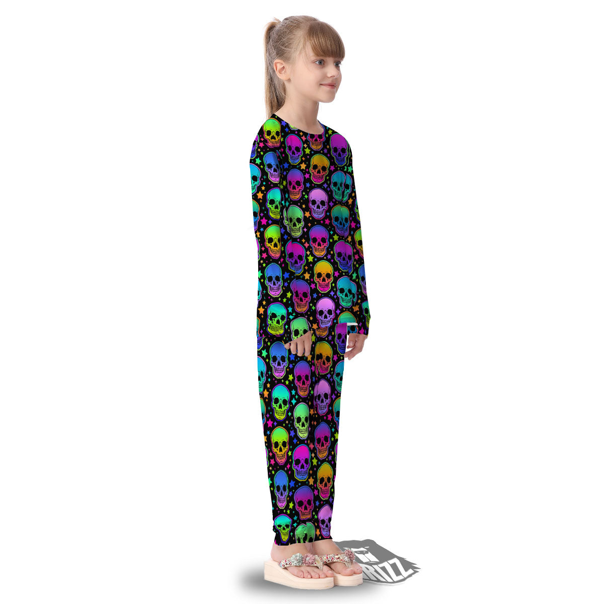 Skull Psychedelic Print Pattern Kid's Pajamas-grizzshop