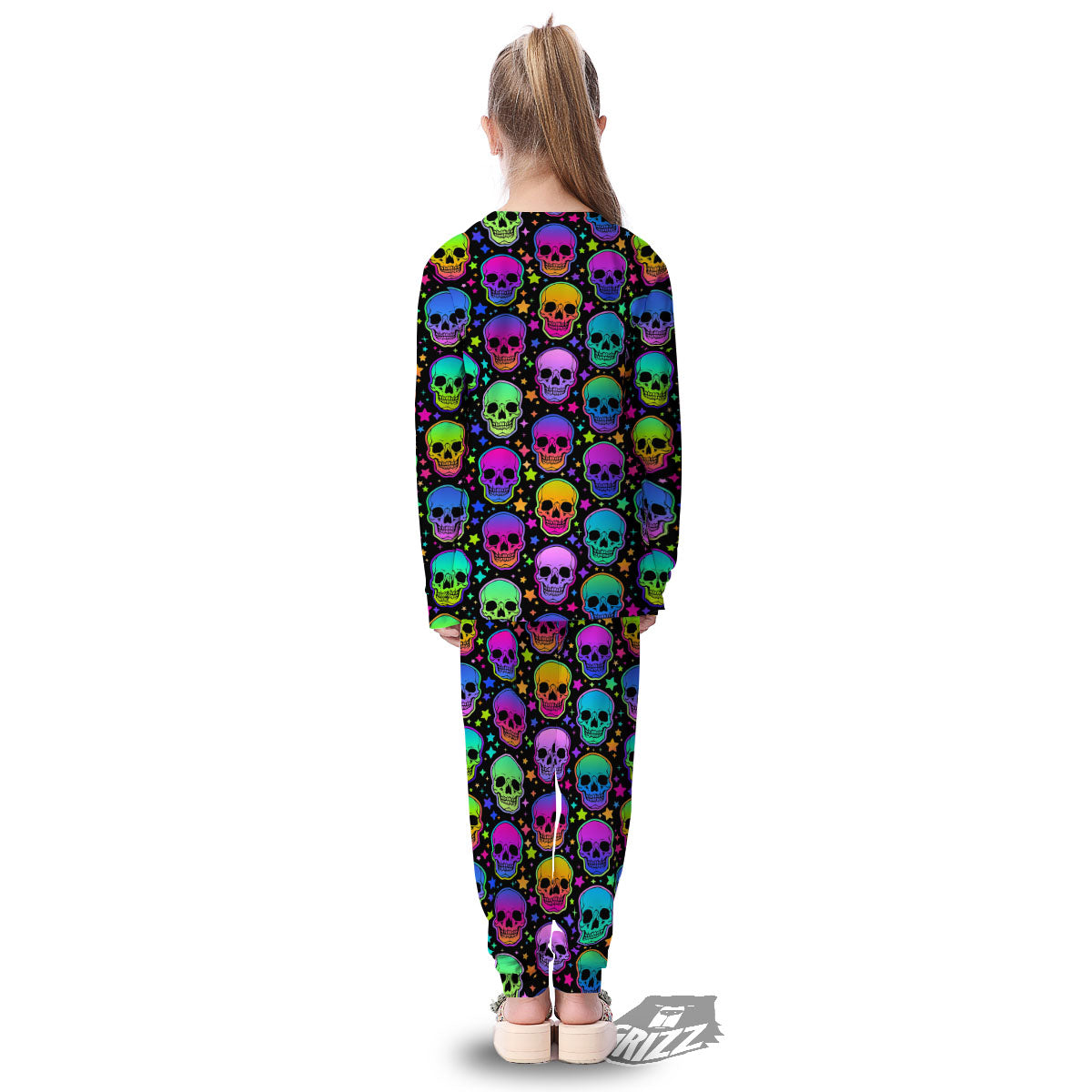Skull Psychedelic Print Pattern Kid's Pajamas-grizzshop