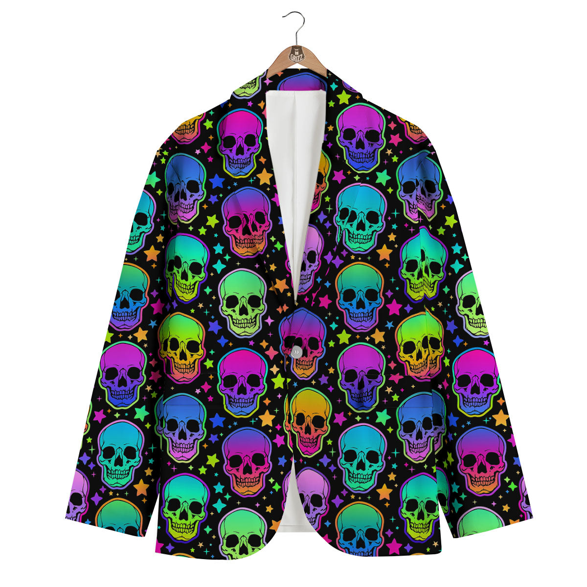 Skull Psychedelic Print Pattern Men's Blazer-grizzshop