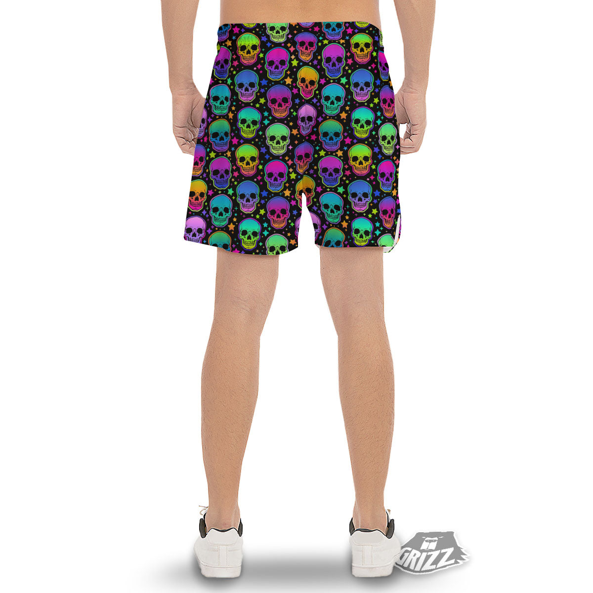 Skull Psychedelic Print Pattern Men's Gym Shorts-grizzshop
