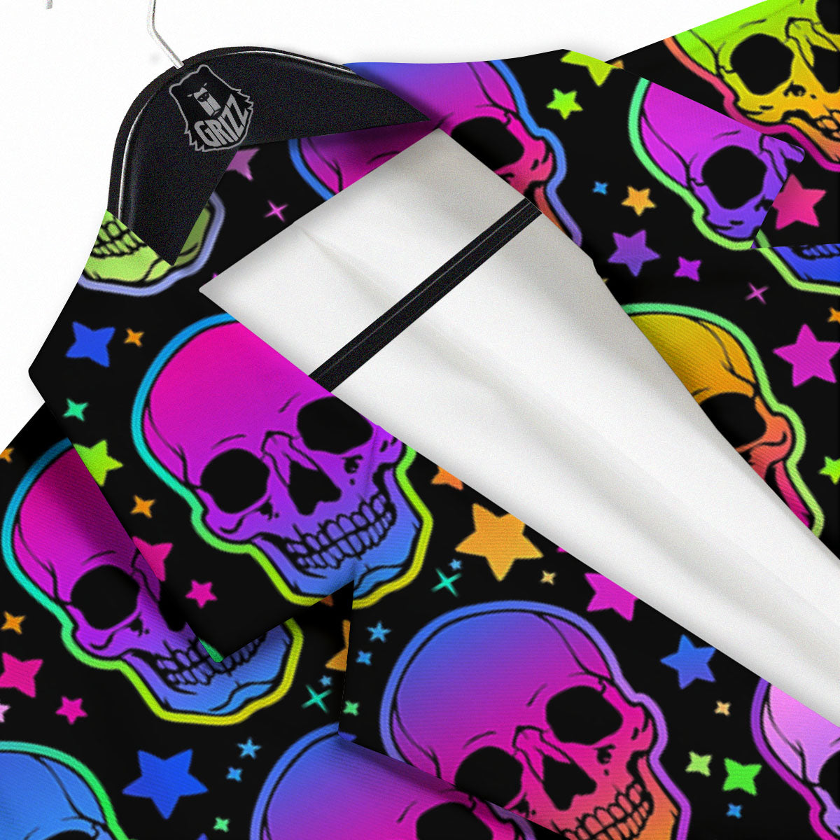 Skull Psychedelic Print Pattern Men's Sport Coat-grizzshop