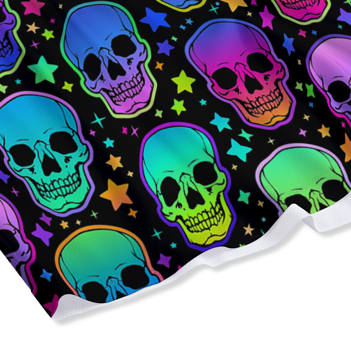 Skull Psychedelic Print Pattern Mesh Shorts