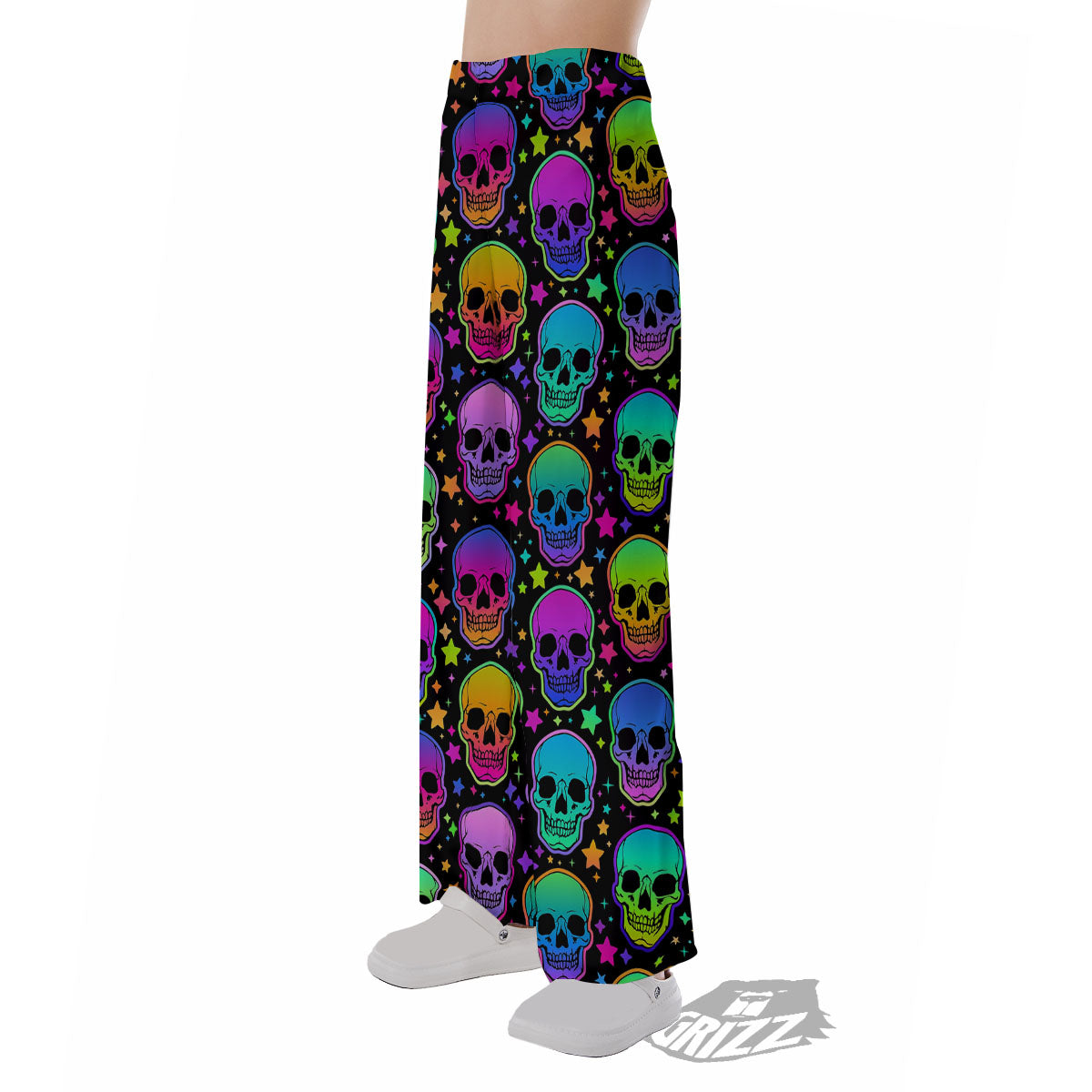 Skull Psychedelic Print Pattern Pajama Pants-grizzshop