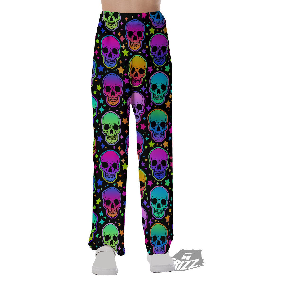 Skull Psychedelic Print Pattern Pajama Pants-grizzshop