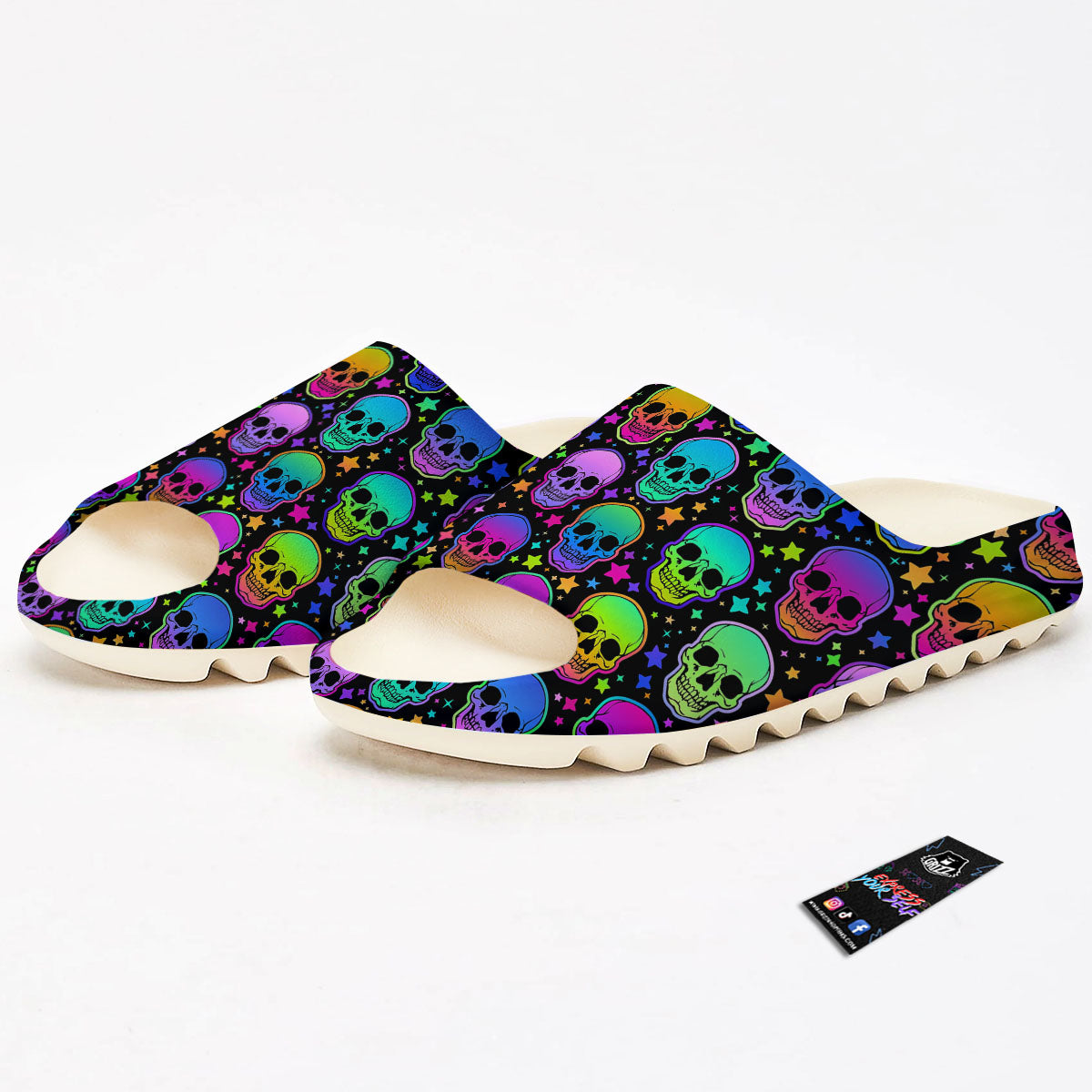 Skull Psychedelic Print Pattern Sandals-grizzshop