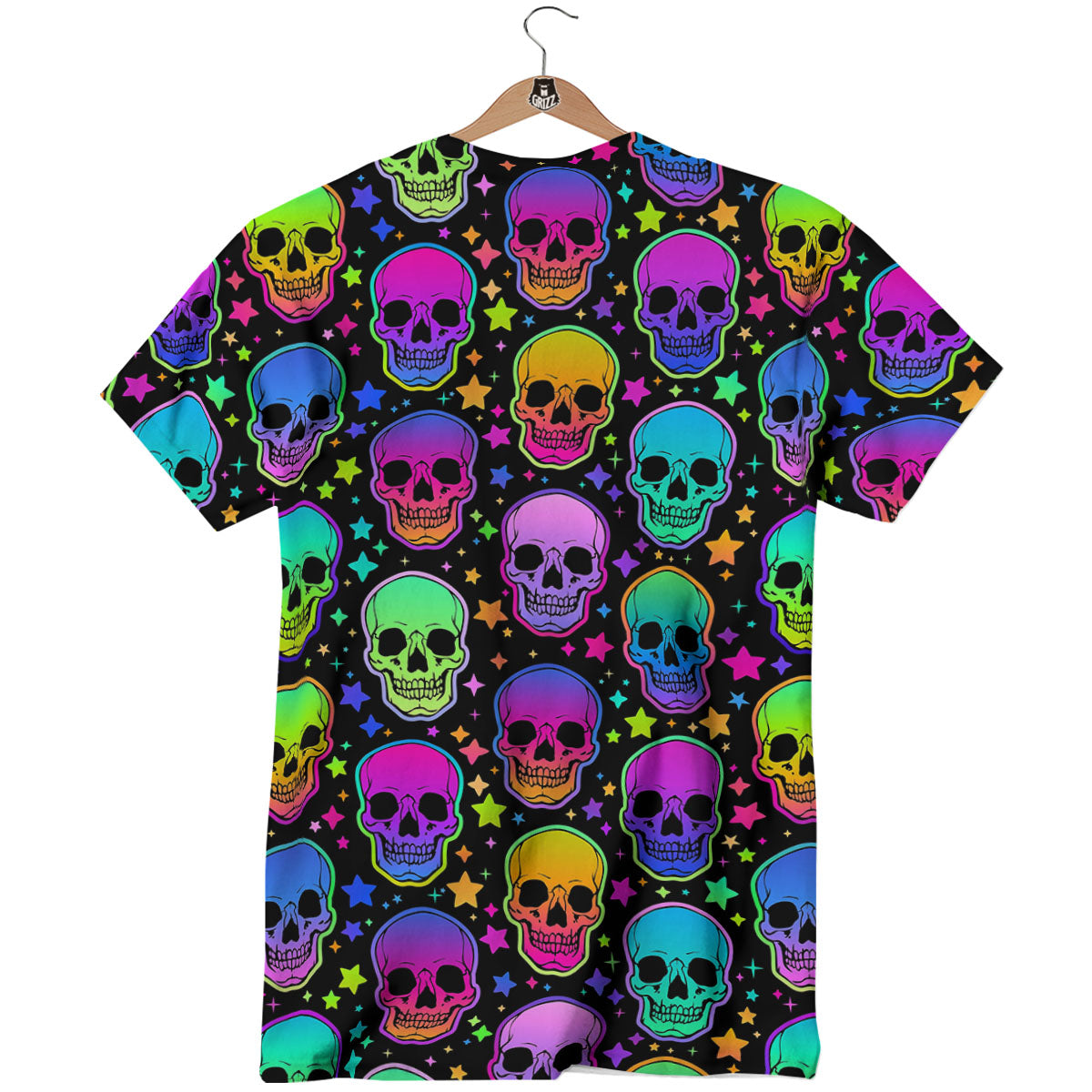 Skull Psychedelic Print Pattern T-Shirt-grizzshop