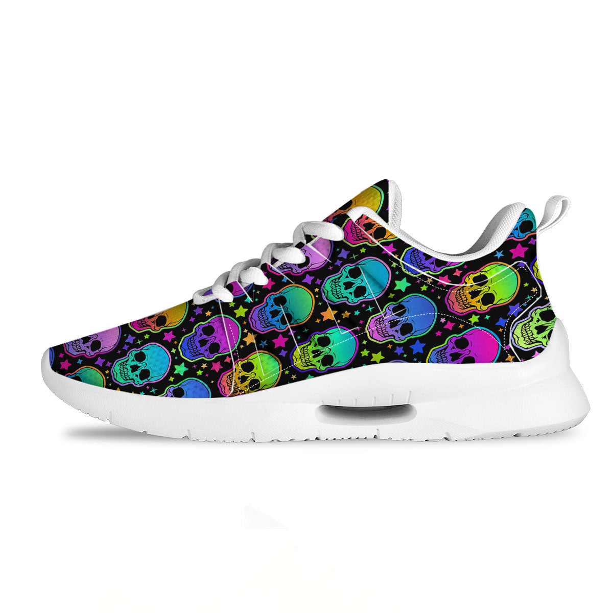 Skull Psychedelic Print Pattern Tennis Shoes-grizzshop