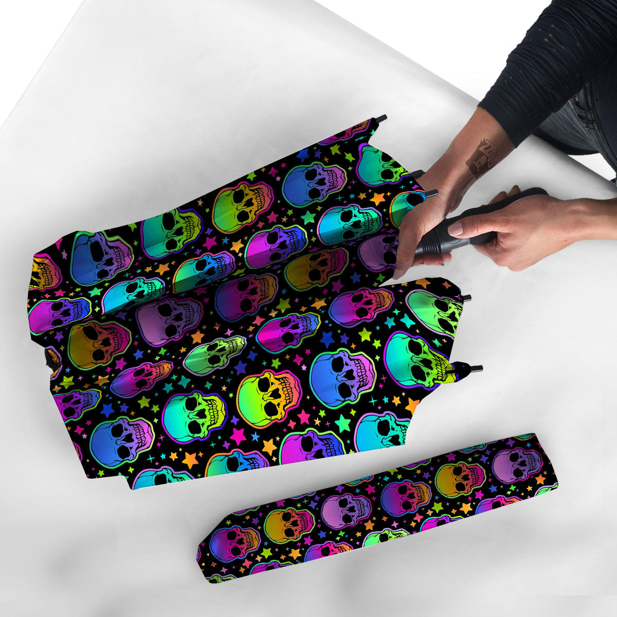 Skull Psychedelic Print Pattern Umbrella-grizzshop