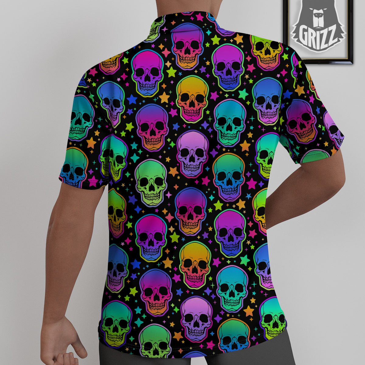 Skull Psychedelic Print Pattern Untucked Shirts-grizzshop