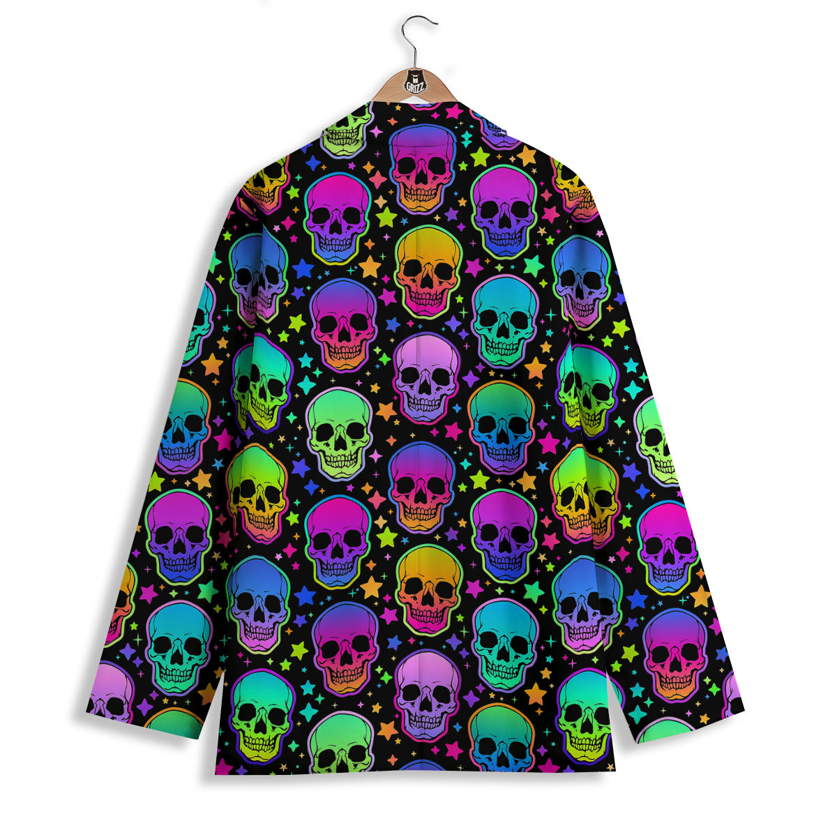 Skull Psychedelic Print Pattern Women's Blazer-grizzshop