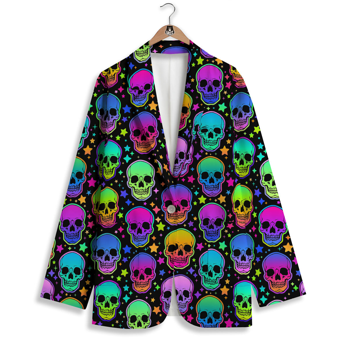 Skull Psychedelic Print Pattern Women's Blazer-grizzshop