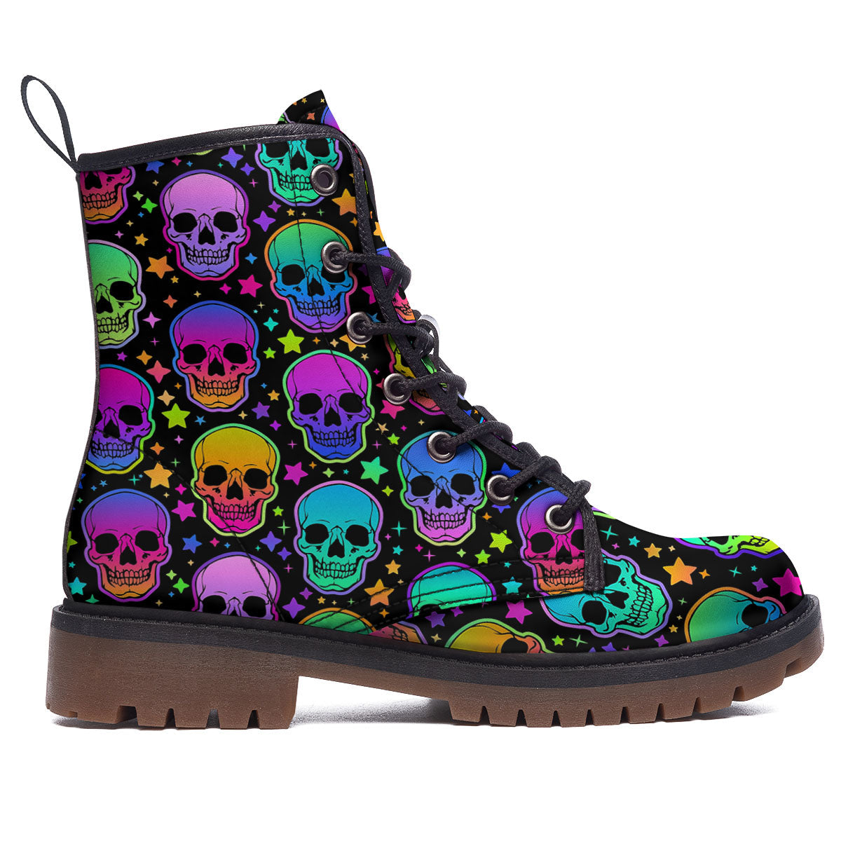Skull Psychedelic Print Pattern Work Boots-grizzshop