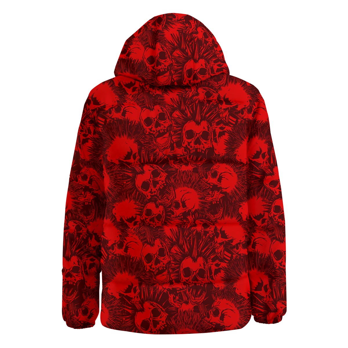 Skull Punk Red Print Pattern Down Jacket-grizzshop