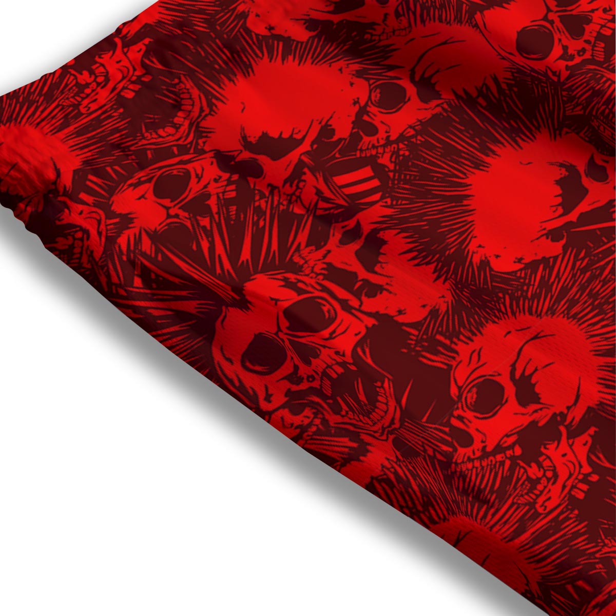 Skull Punk Red Print Pattern Mesh Shorts