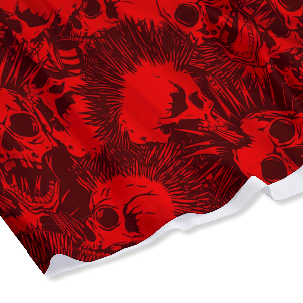 Skull Punk Red Print Pattern Mesh Shorts