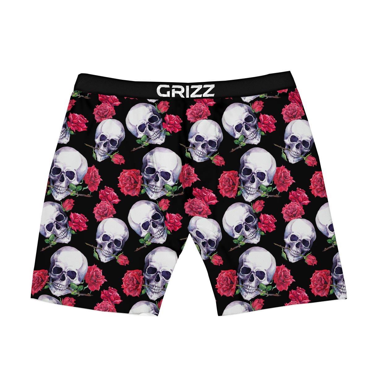 Skull Red Rose Print Pattern Boxer Briefs-grizzshop