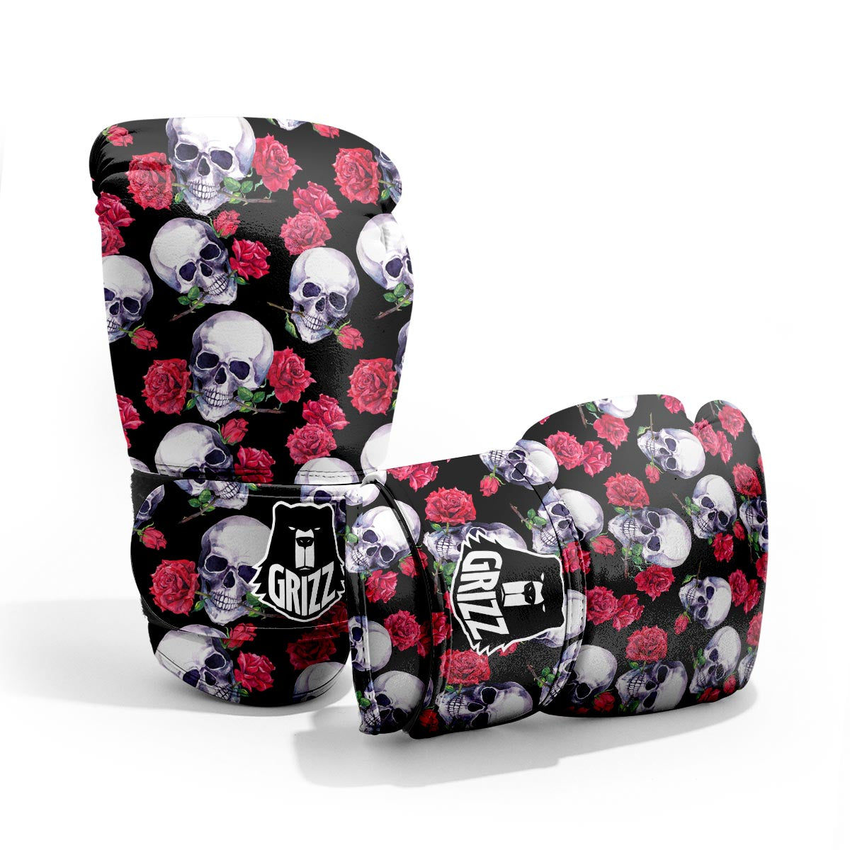 Skull Red Rose Print Pattern Pro Boxing Glove