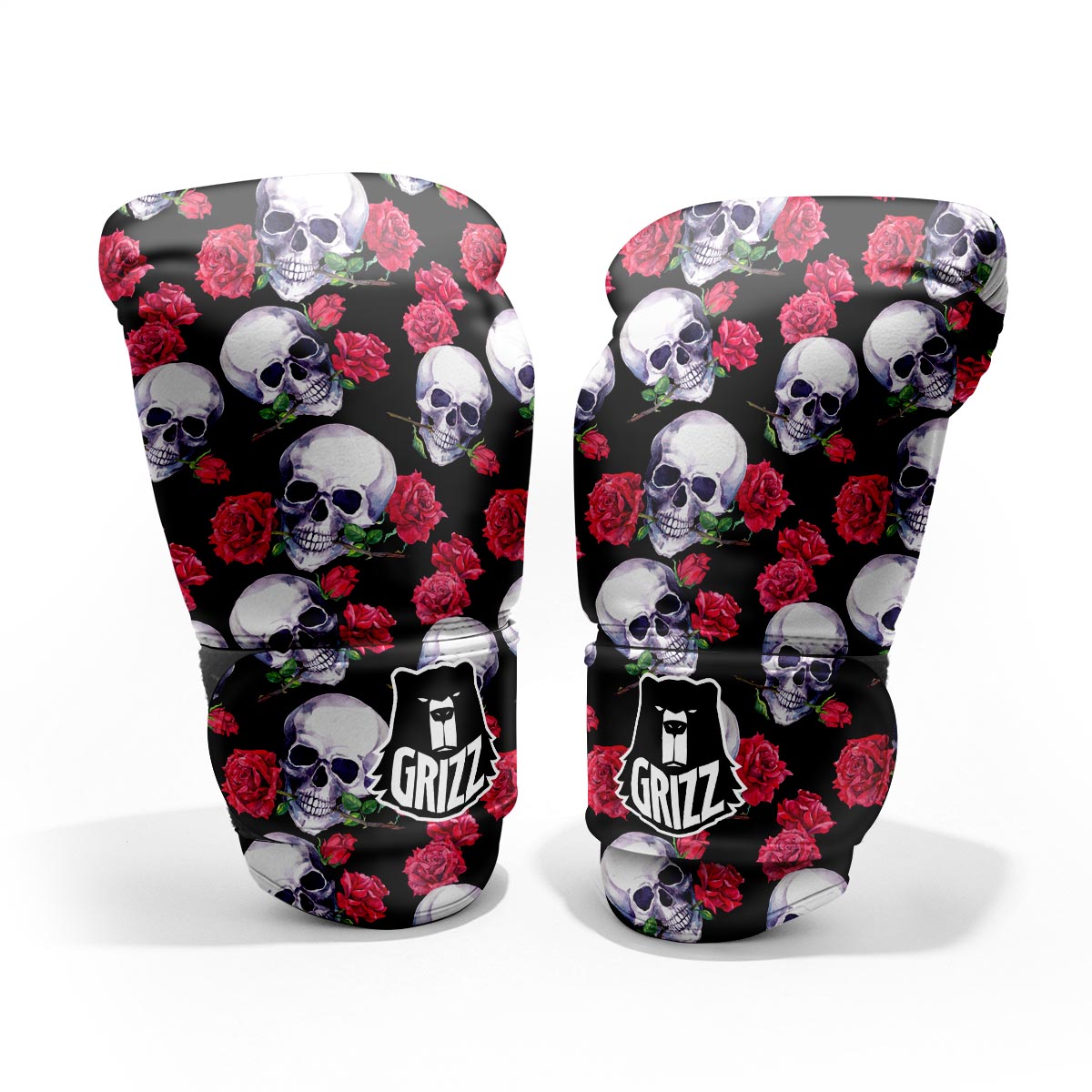 Skull Red Rose Print Pattern Pro Boxing Glove