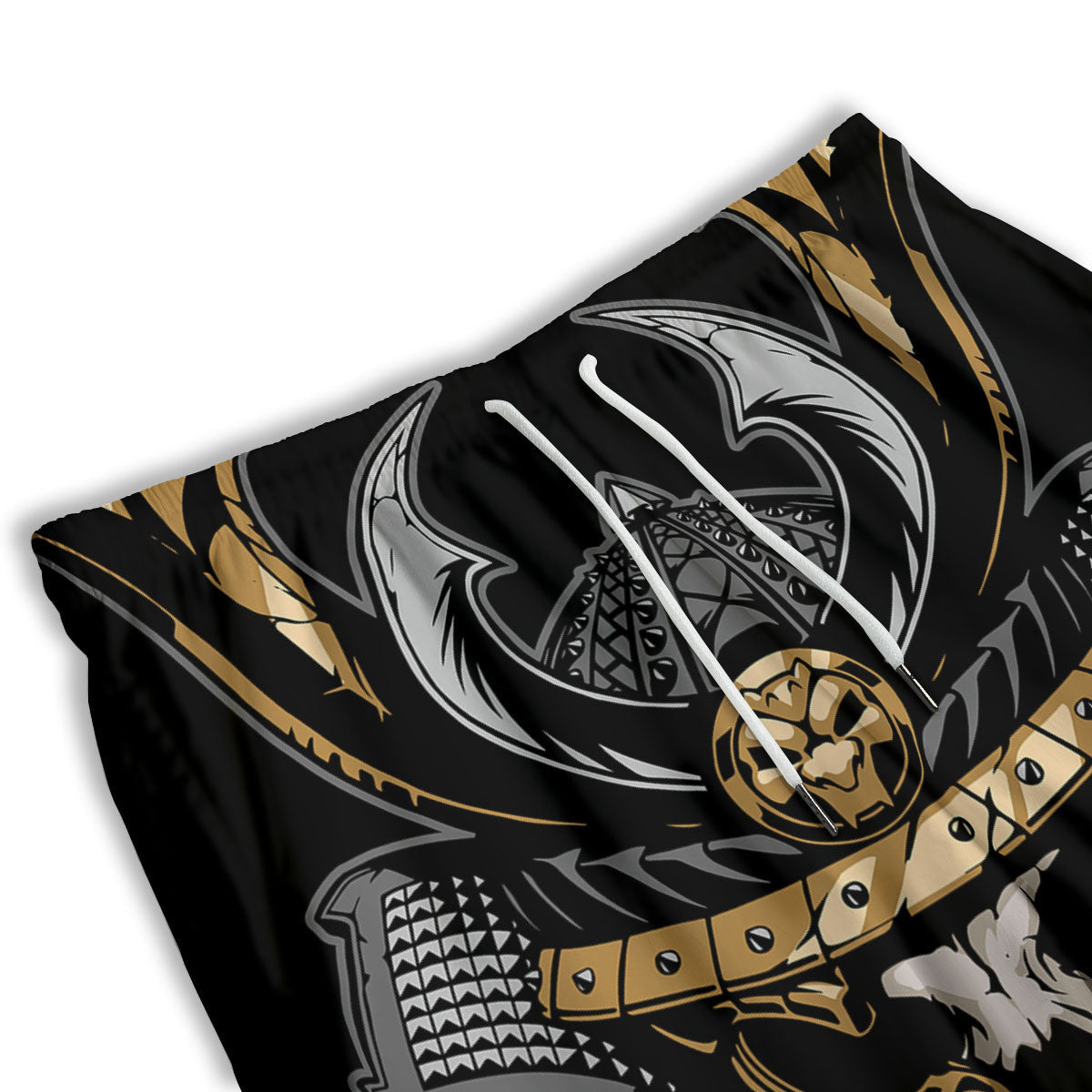 Skull Samurai Warrior Print Men's Athletic Shorts