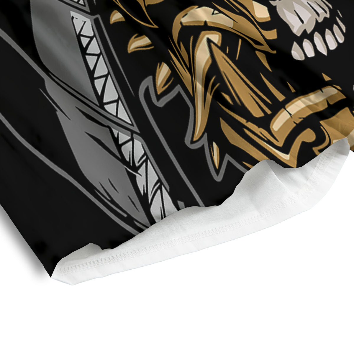 Skull Samurai Warrior Print Men's Athletic Shorts