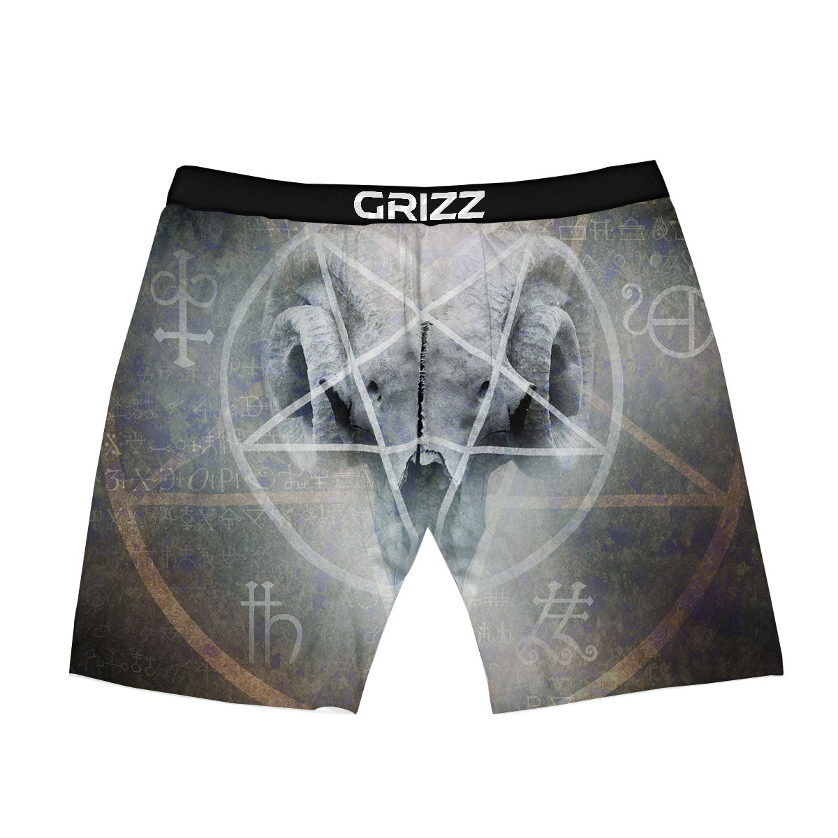 Skull Satanic Pentagram Print Boxer Briefs-grizzshop