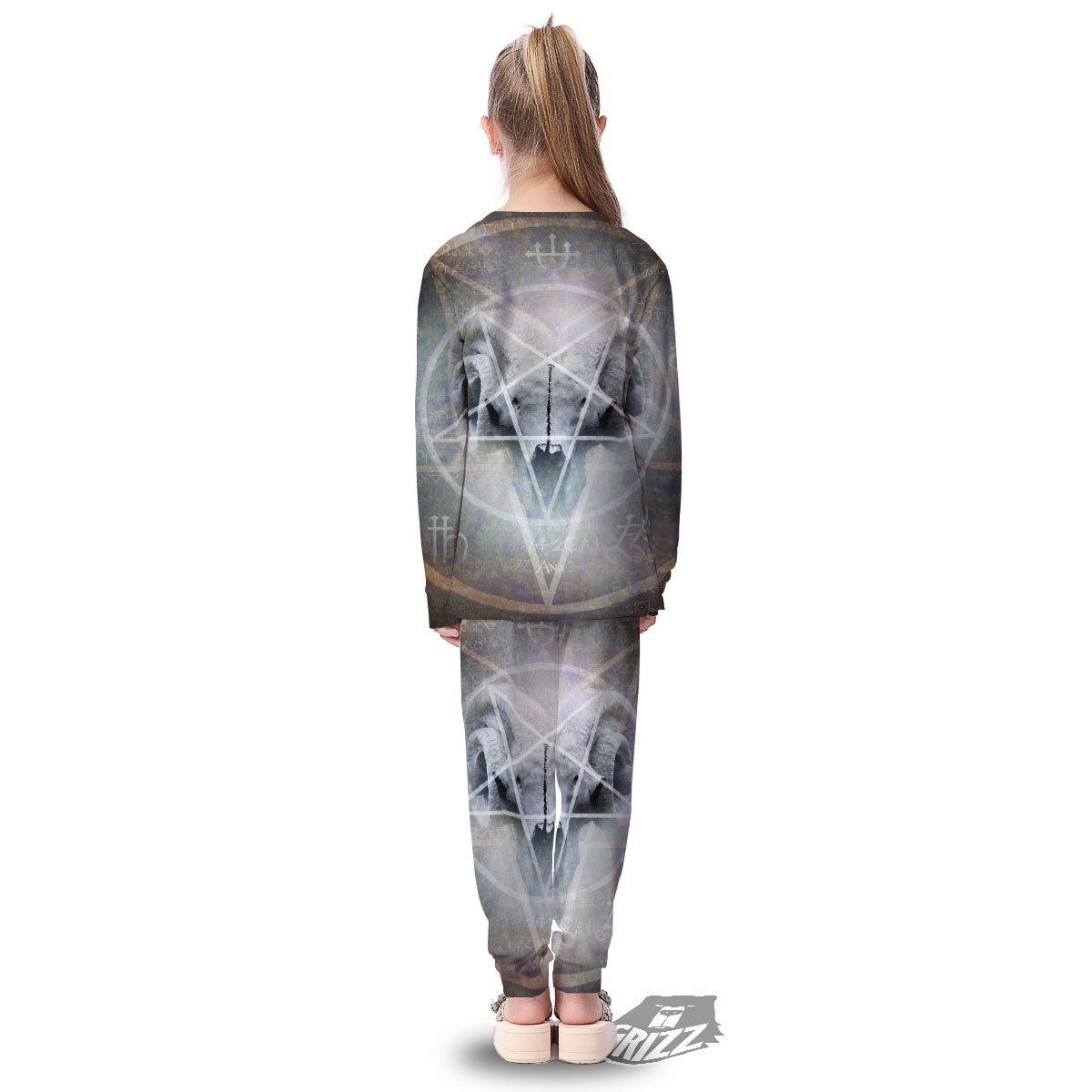 Skull Satanic Pentagram Print Kid's Pajamas-grizzshop