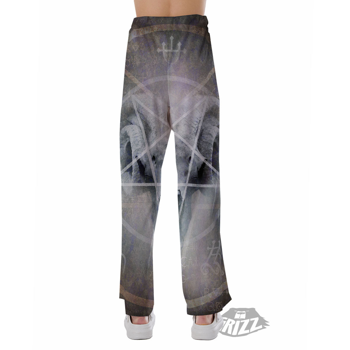 Skull Satanic Pentagram Print Pajama Pants-grizzshop
