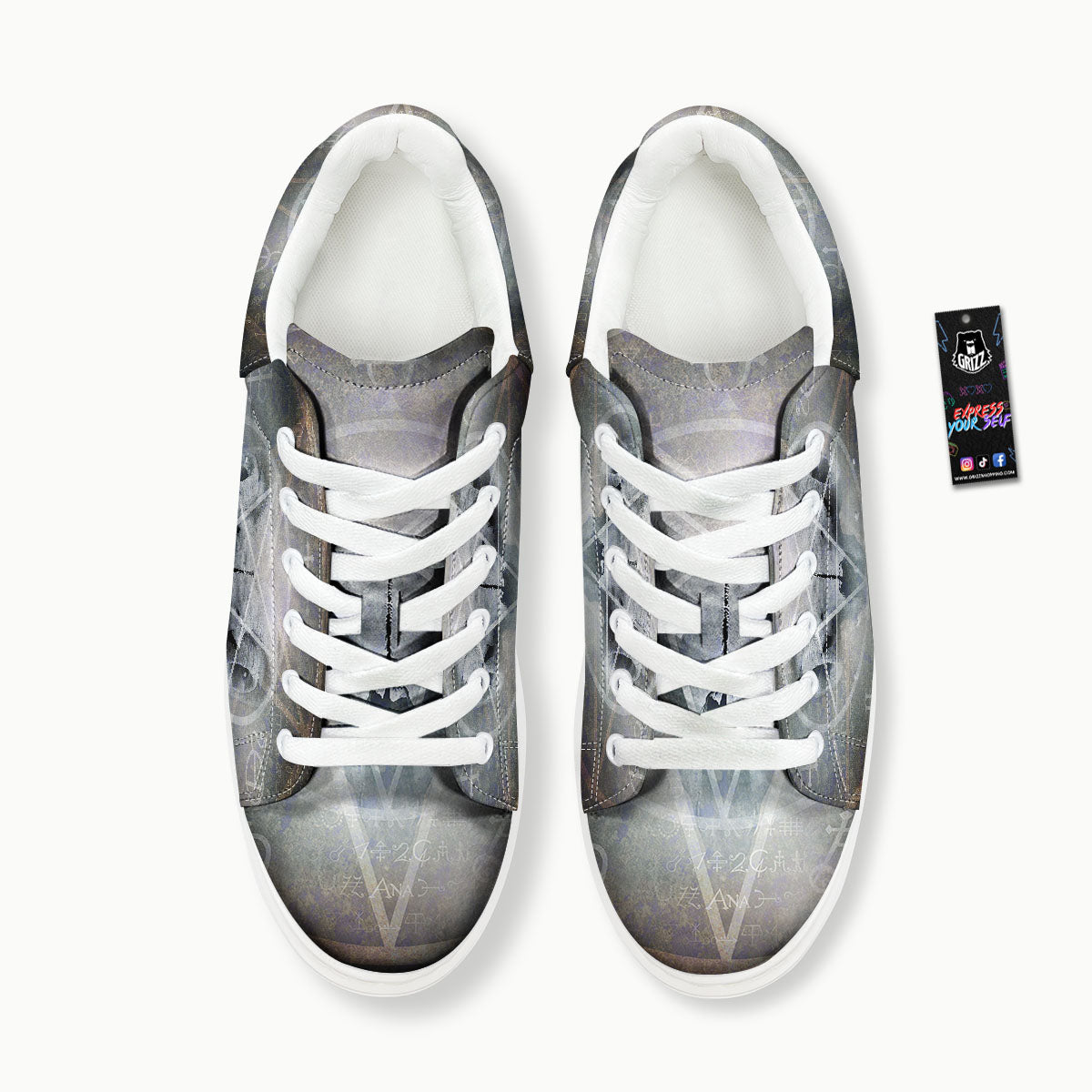 Skull Satanic Pentagram Print Platform Shoes-grizzshop