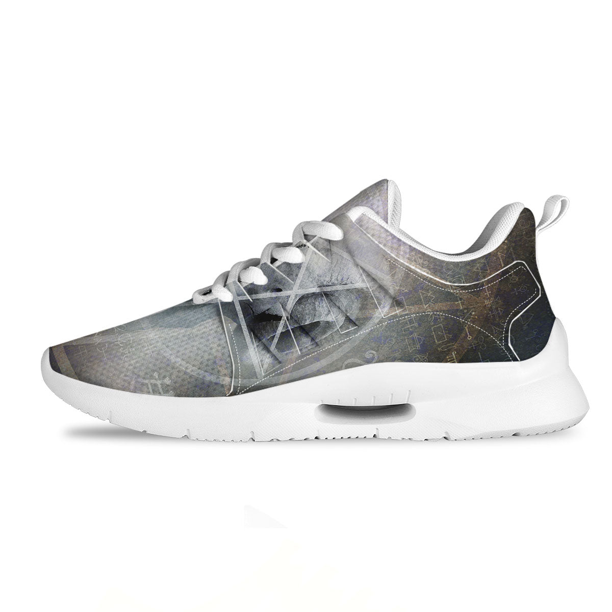Skull Satanic Pentagram Print Tennis Shoes-grizzshop