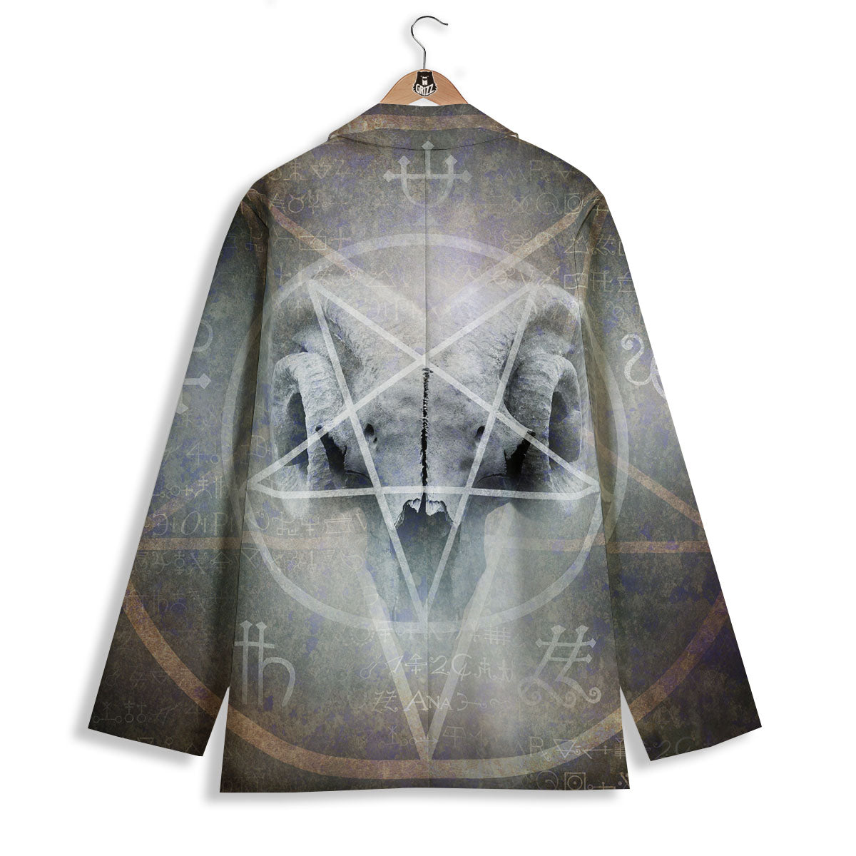 Skull Satanic Pentagram Print Women's Blazer-grizzshop