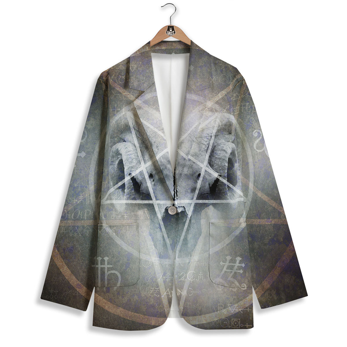Skull Satanic Pentagram Print Women's Blazer-grizzshop