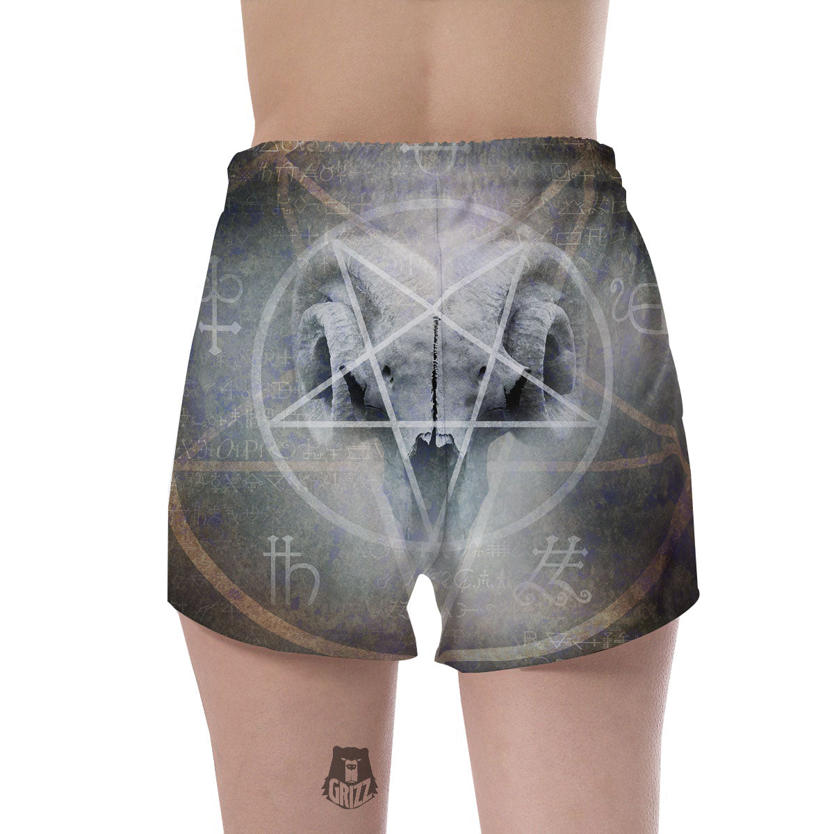 Skull Satanic Pentagram Print Women's Shorts-grizzshop