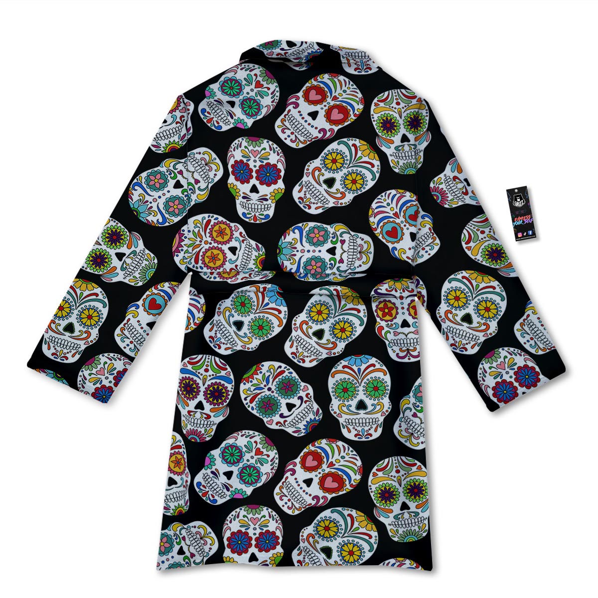 Skull Sugar Print Pattern Bathrobe-grizzshop